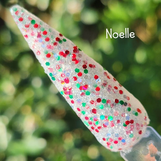 Noelle- White, Red, Green and Silver Glitter Nail Dip Powder