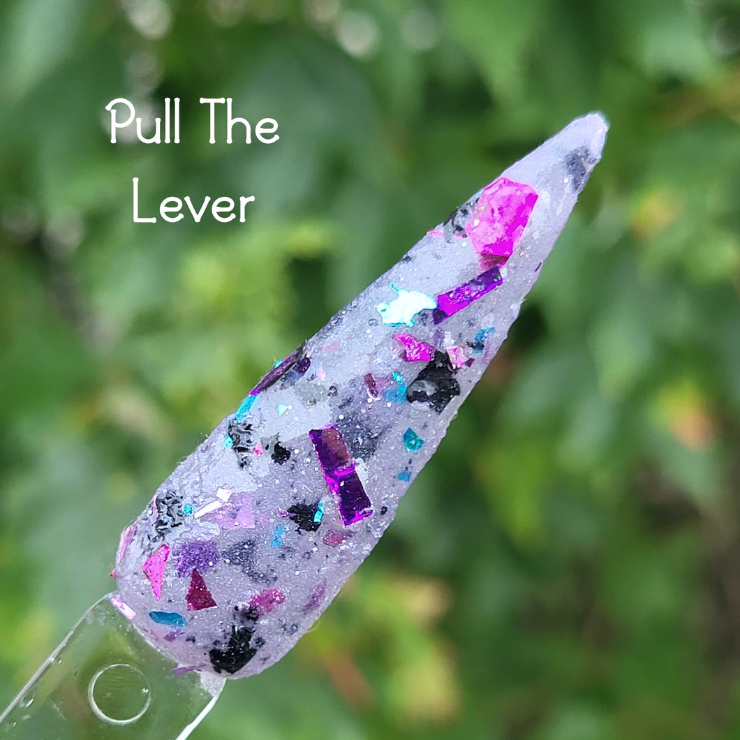 Pull The Lever- Purple, Black, Blue, Pink, Flakes, Foil Nail Dip Powder