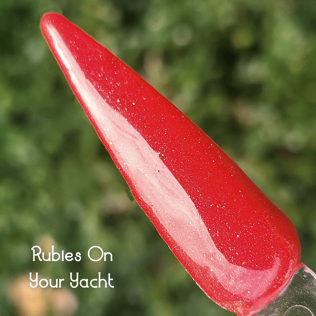 Rubies on Your Yacht- Red Shimmer Nail Dip Powder