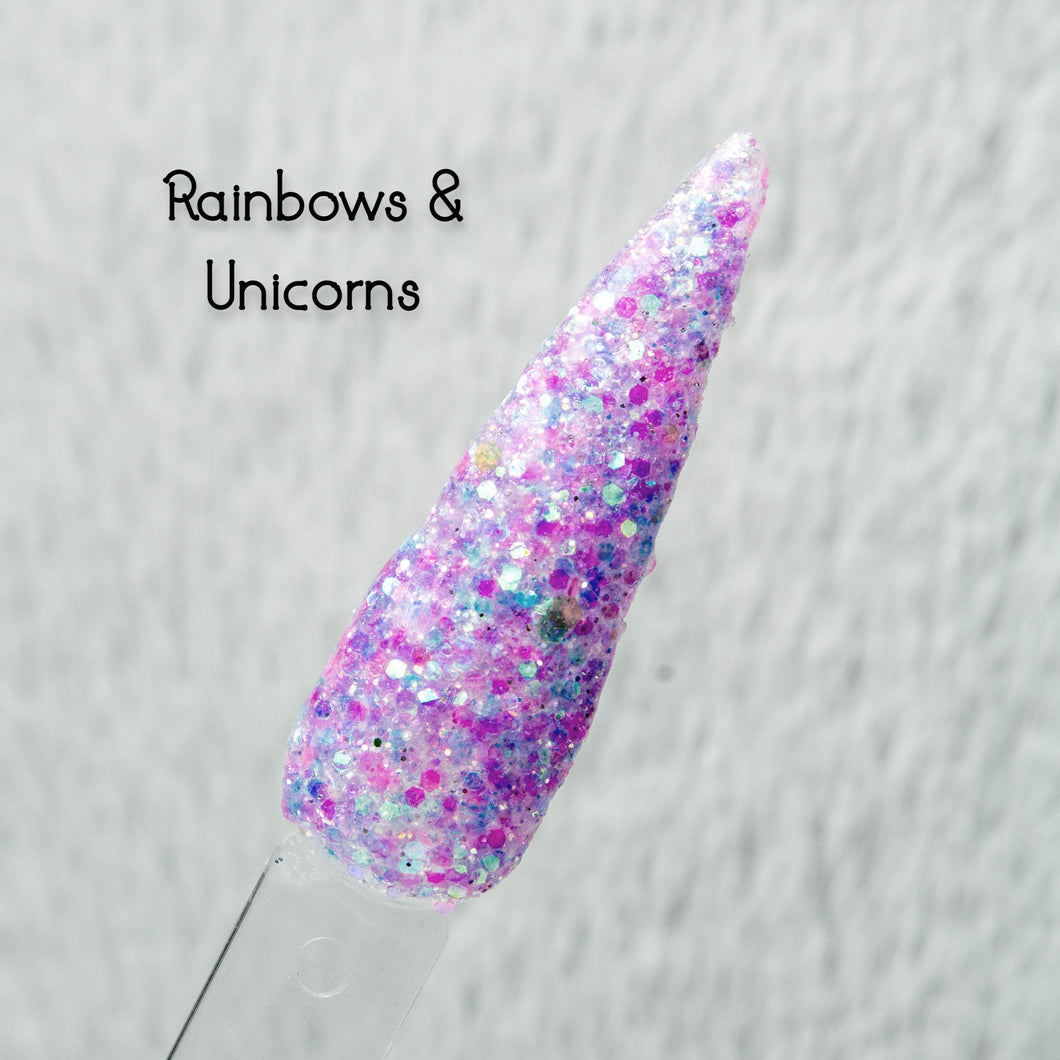 Rainbows & Unicorns- Pastel Glitter Nail Dip Powder