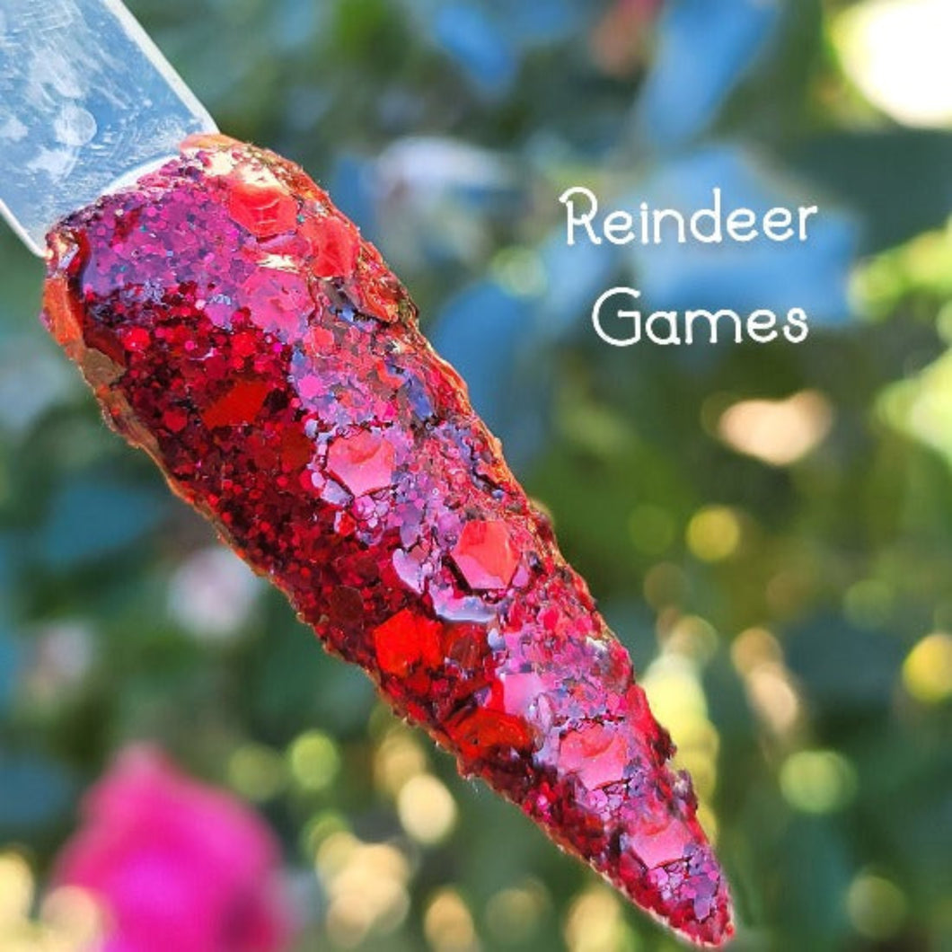 Reindeer Games - Chunky Red Glitter Nail Dip Powder