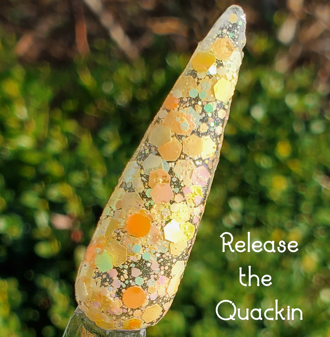 Release the Quackin- Yellow, Orange Chunky Glitter Nail Dip Powder