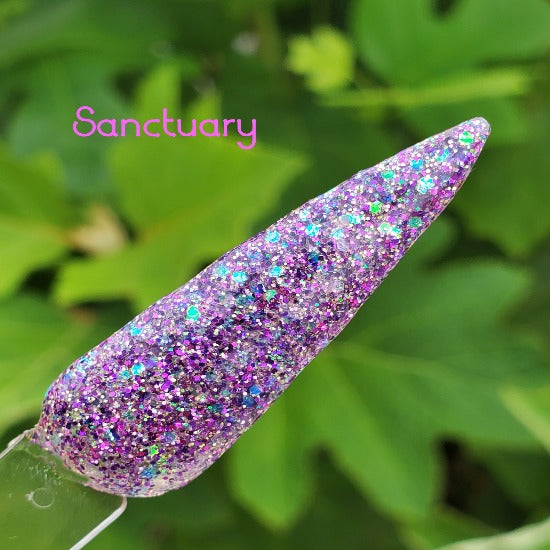 Sanctuary- Purple and Aqua Glitter Nail Dip Powder