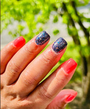 Load image into Gallery viewer, Summer Night Lights- Navy, Coral, Pink, Blue Glitter Nail Dip Powder
