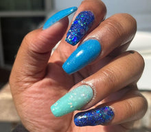 Load image into Gallery viewer, Virgo- Blue, Green Colorshift Chunky Glitter, Flakes Nail Dip Powder
