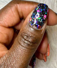 Load image into Gallery viewer, Cosmic Princess - Black Chunky Holographic Glitter Nail Dip Powder
