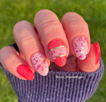 Load image into Gallery viewer, Dandy Candy- Pink Glow, Foil, Flakes, Tinsel Nail Dip Powder

