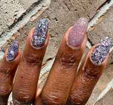 Load image into Gallery viewer, Anastasia-  Pink and Holographic Glitter Nail Dip Powder
