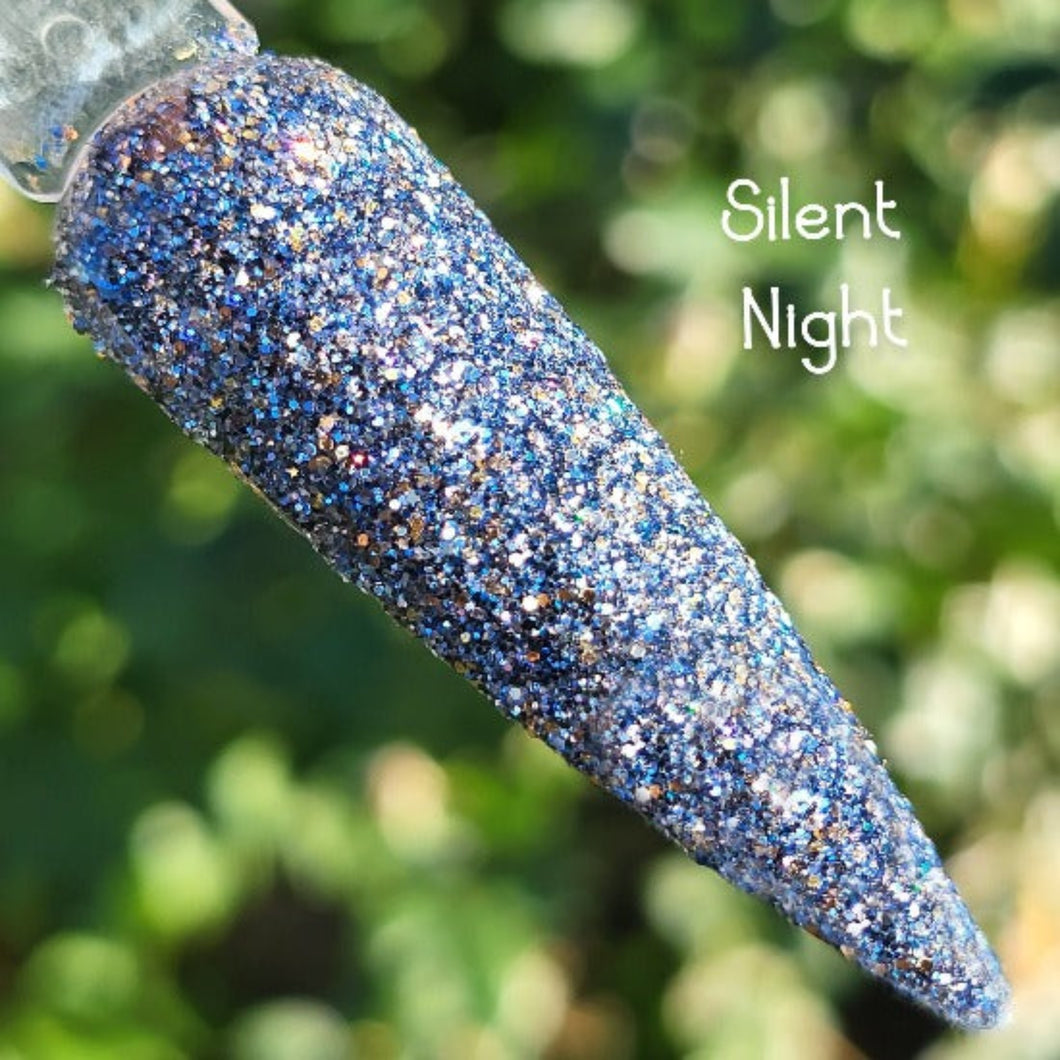 Silent Night- Navy, Gold and Silver Nail Dip Powder