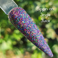 Load image into Gallery viewer, Sippin on Jingle Juice- Navy and Multi-Color Nail Dip Powder
