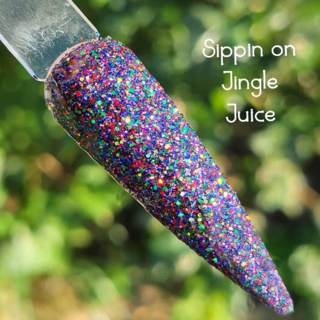 Sippin on Jingle Juice- Navy and Multi-Color Nail Dip Powder