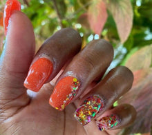 Load image into Gallery viewer, Sienna Sunset-Orange Shimmer with Rose Gold Glitter Nail Dip Powder
