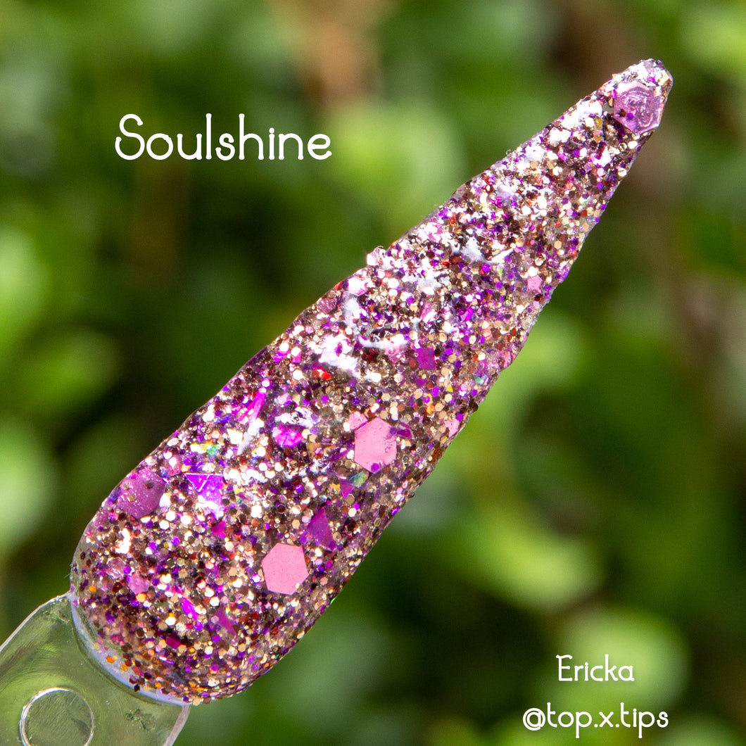 Soulshine-  Purple, Brown and Tan Glitter, Flakes Nail Dip Powder