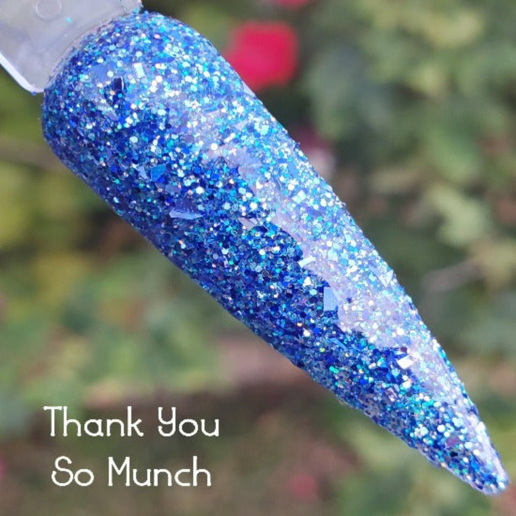 Thank You So Munch- Blue Fine Glitter, Flakes Nail Dip Powder