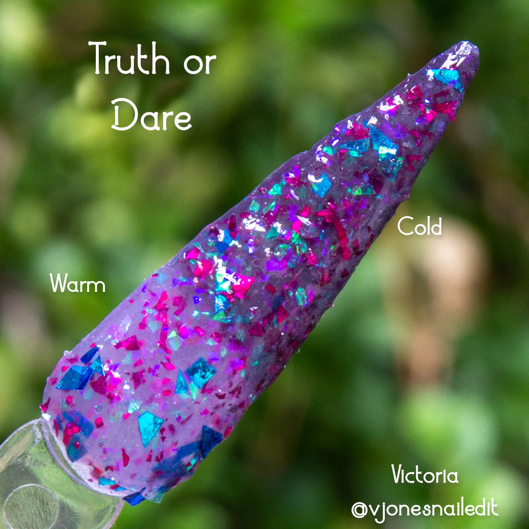 Truth or Dare -Black-Purple Thermal, Flake Nail Dip Powder