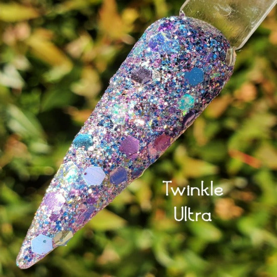 Twinkle Ultra - Lavender, Blue, Periwinkle and Silver Glitter Nail Dip Powder