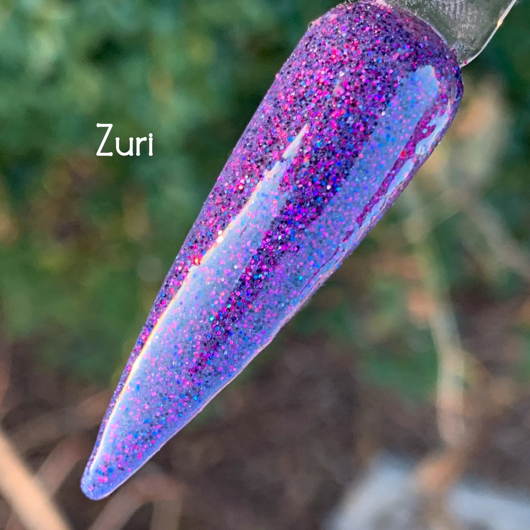 Zuri- Indigo, Pink and Purple Glitter Nail Dip Powder
