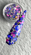 Load and play video in Gallery viewer, Talia- Blue, Black, Pink, Yellow and Lavender Chunky Glitter Nail Dip Powder
