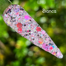 Load image into Gallery viewer, Bianca - Silver, Pink and Black glitter, flakes Nail Dip Powder
