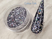 Load image into Gallery viewer, Cotton Club- Black Navy and Silver Nail Dip Powder

