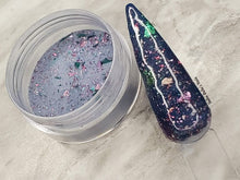 Load image into Gallery viewer, Ella- Blue, Green, Purple and Gold Foil Flake Dip Powder
