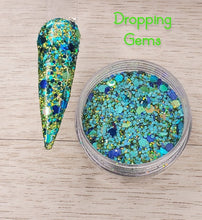 Load image into Gallery viewer, Dropping Gems- Green and Blue Glitter Nail Dip Powder

