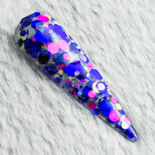 Load image into Gallery viewer, Talia- Blue, Black, Pink, Yellow and Lavender Chunky Glitter Nail Dip Powder
